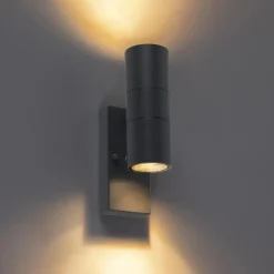 Qazqa buitenlampen met sensor duo grijs gu10