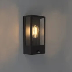 Qazqa buitenlampen met sensor rotterdam zwart e27