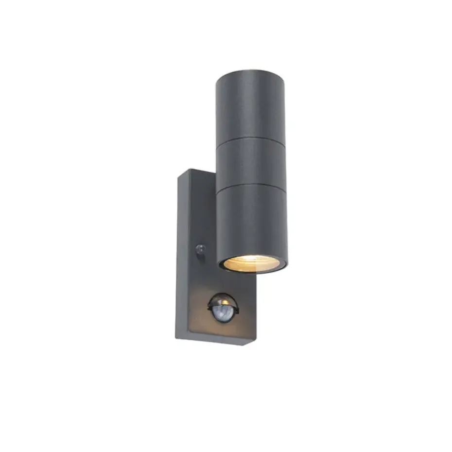 Qazqa buitenlampen met sensor duo grijs gu10