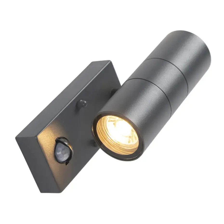 Qazqa buitenlampen met sensor duo grijs gu10