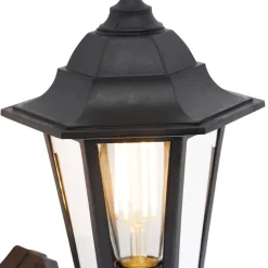 Qazqa buitenlampen met sensor new haven zwart e27