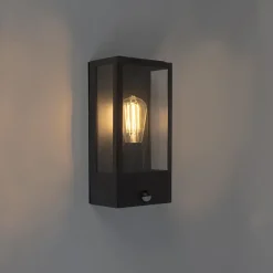 Qazqa buitenlampen met sensor rotterdam zwart e27