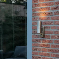 Qazqa buitenlampen met sensor duo zilverkleurig gu10