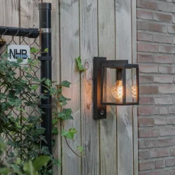 Qazqa buitenlampen met sensor charlois zwart e27