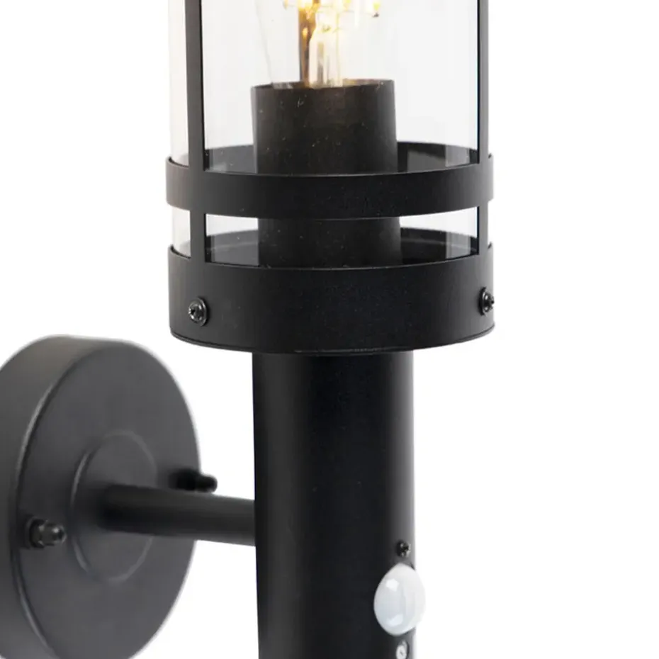 Qazqa buitenlampen met sensor gleam zwart e27