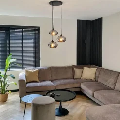 Qazqa hanglampen busa zwart e27