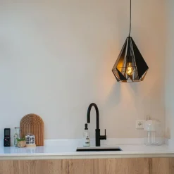 Qazqa hanglampen carcass zwart e27