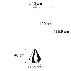 Qazqa hanglampen carcass zwart e27