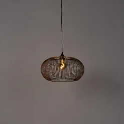 Qazqa hanglampen finn bruin e27