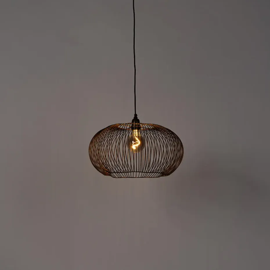 Qazqa hanglampen finn bruin e27