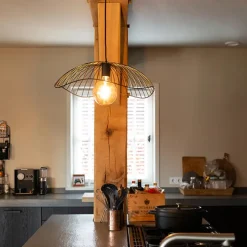 Qazqa hanglampen pua zwart e27