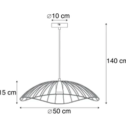 Qazqa hanglampen pua zwart e27