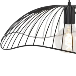 Qazqa hanglampen pua zwart e27