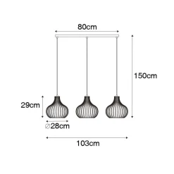 Qazqa hanglampen saffira zwart e27