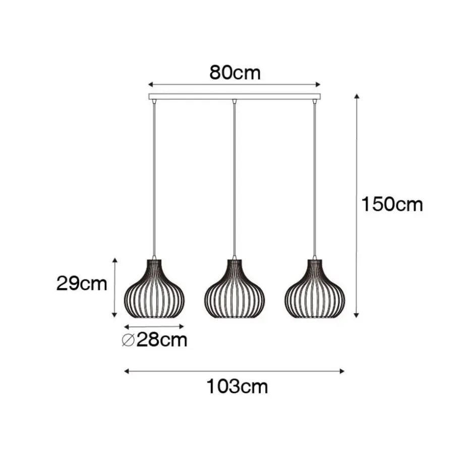Qazqa hanglampen saffira zwart e27