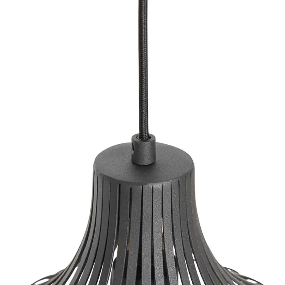 Qazqa hanglampen saffira zwart e27