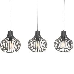 Qazqa hanglampen saffira zwart e27