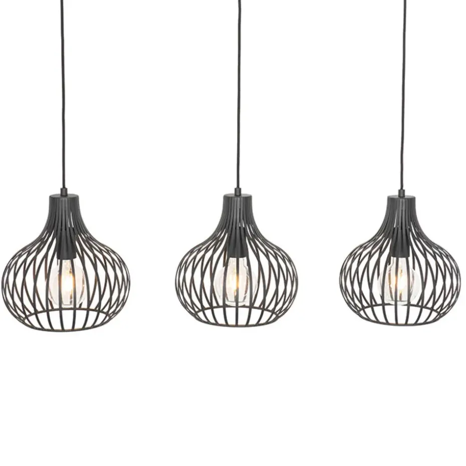 Qazqa hanglampen saffira zwart e27