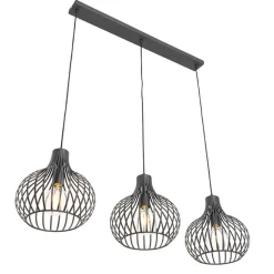 Qazqa hanglampen saffira zwart e27