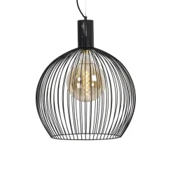 Qazqa hanglampen wire zwart e27