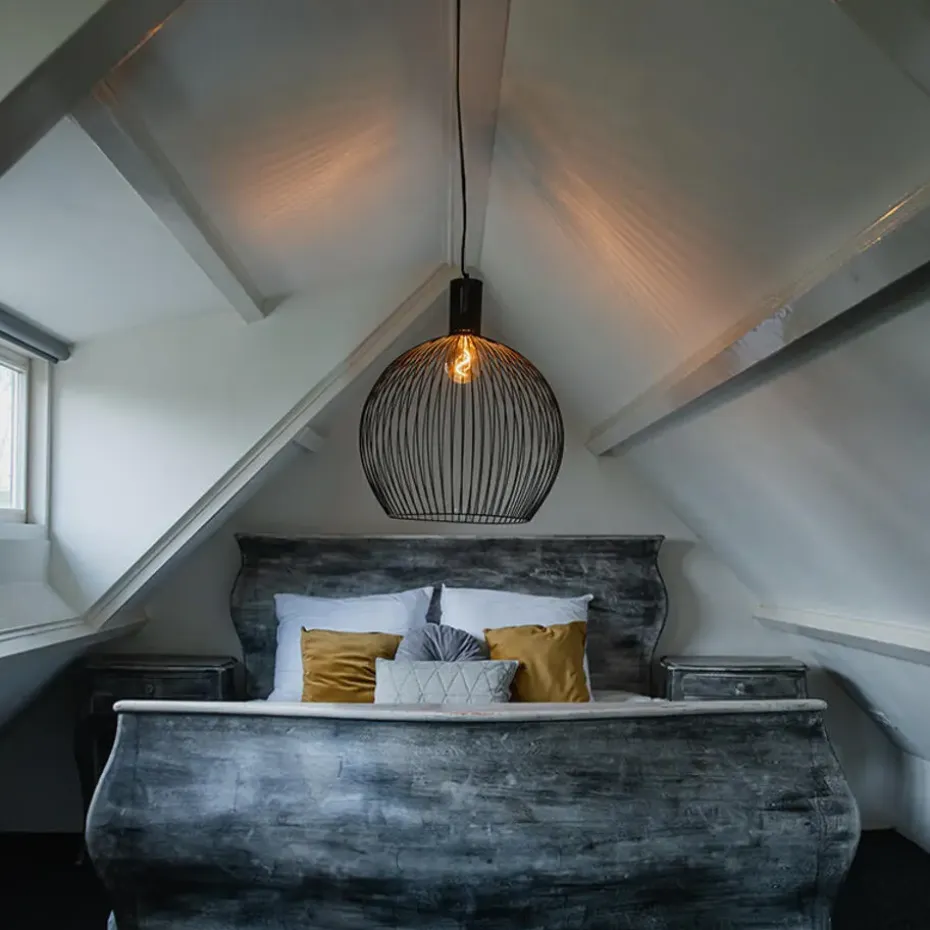 Qazqa hanglampen wire zwart e27