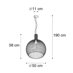 Qazqa hanglampen wire zwart e27