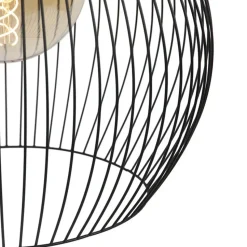 Qazqa hanglampen wire zwart e27