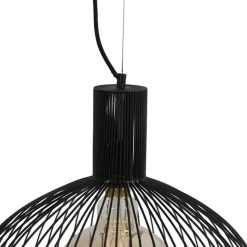 Qazqa hanglampen wire zwart e27