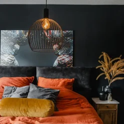 Qazqa hanglampen wire zwart e27