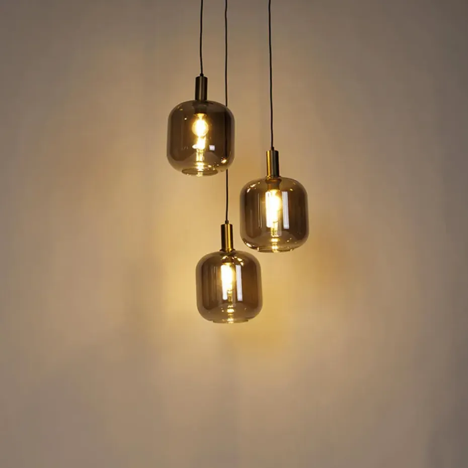 Qazqa hanglampen zuzanna grijs e27