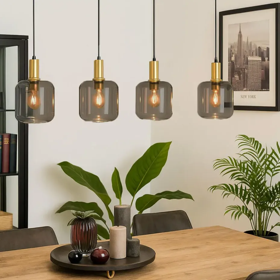 Qazqa hanglampen zuzanna grijs e27