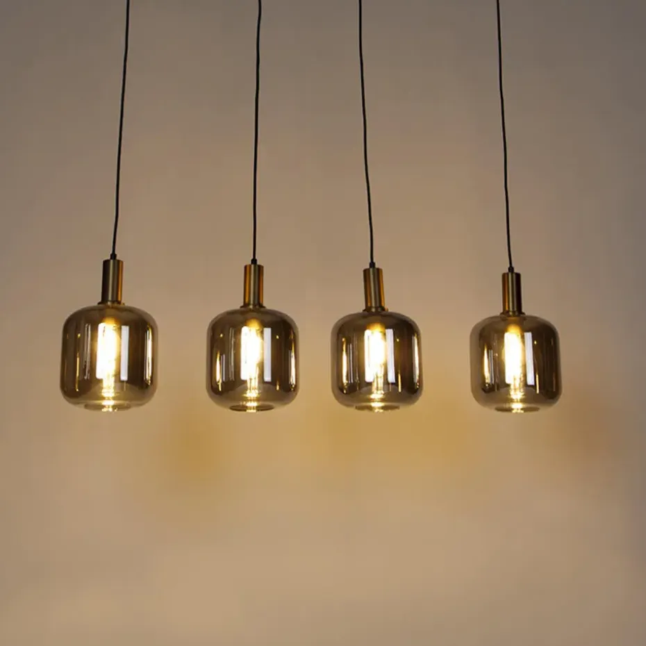 Qazqa hanglampen zuzanna grijs e27