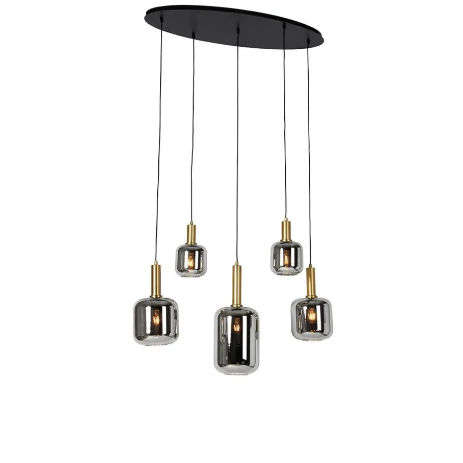 Qazqa hanglampen zuzanna grijs e27