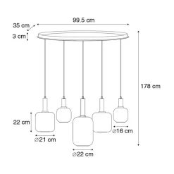 Qazqa hanglampen zuzanna grijs e27