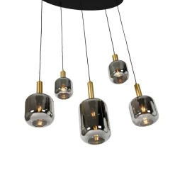 Qazqa hanglampen zuzanna grijs e27