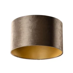 Qazqa lampenkappen cilinder velours bruin