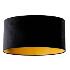 Qazqa lampenkappen cilinder velours zwart