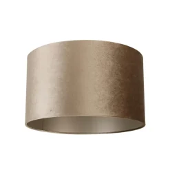 Qazqa lampenkappen cilinder velours taupe