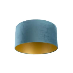 Qazqa lampenkappen cilinder velours blauw