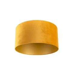 Qazqa lampenkappen cilinder velours geel