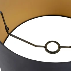 Qazqa lampenkappen rond schuin katoen zwart