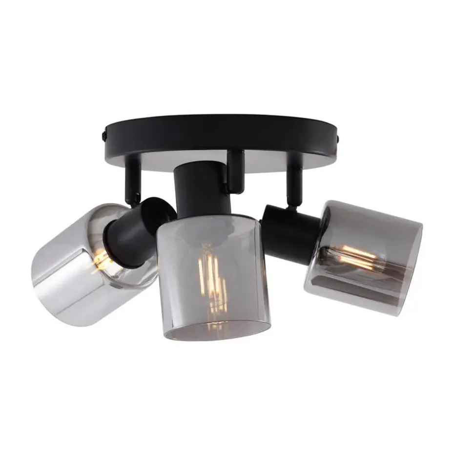 Qazqa opbouwspots cilin zwart e14