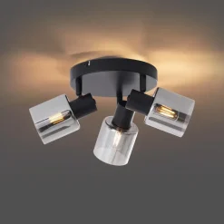 Qazqa opbouwspots cilin zwart e14