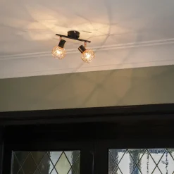 Qazqa opbouwspots mesh bruin e14