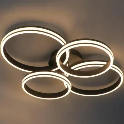 Qazqa plafondlampen navara zwart geïntegreerde led