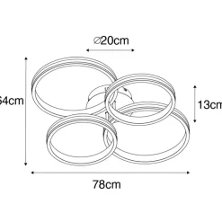 Qazqa plafondlampen navara zwart geïntegreerde led