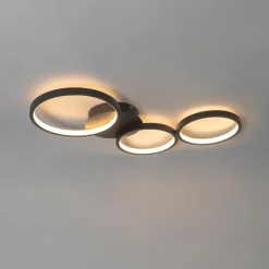 Qazqa plafondlampen pande zwart geïntegreerde led