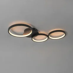 Qazqa plafondlampen pande zwart geïntegreerde led