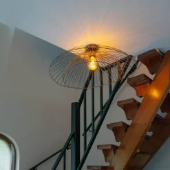 Qazqa plafondlampen pua bruin e27