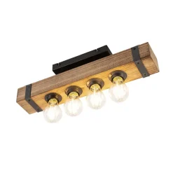 Qazqa plafondlampen reena bruin e27